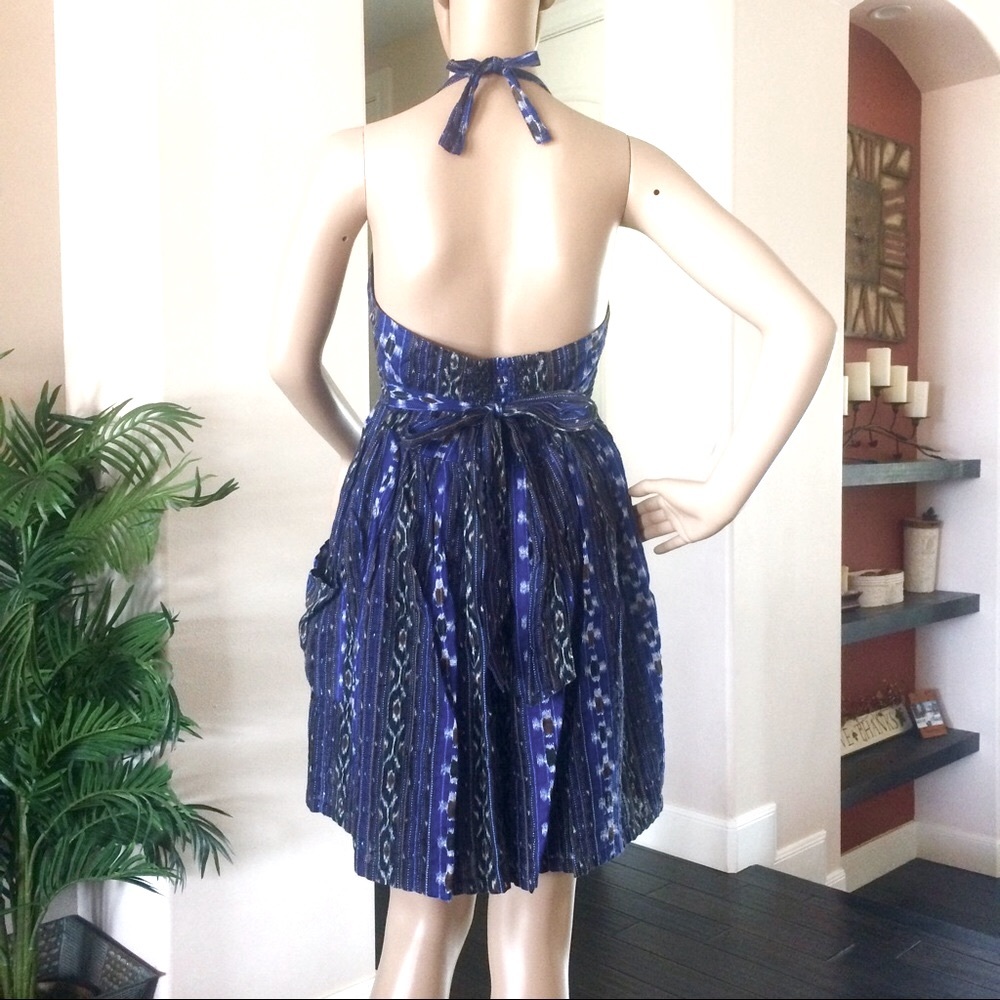 Topshop Women’s Southwest Aztec Textured Dress Size 6 Pockets Cris Cross Back - Picture 4 of 14